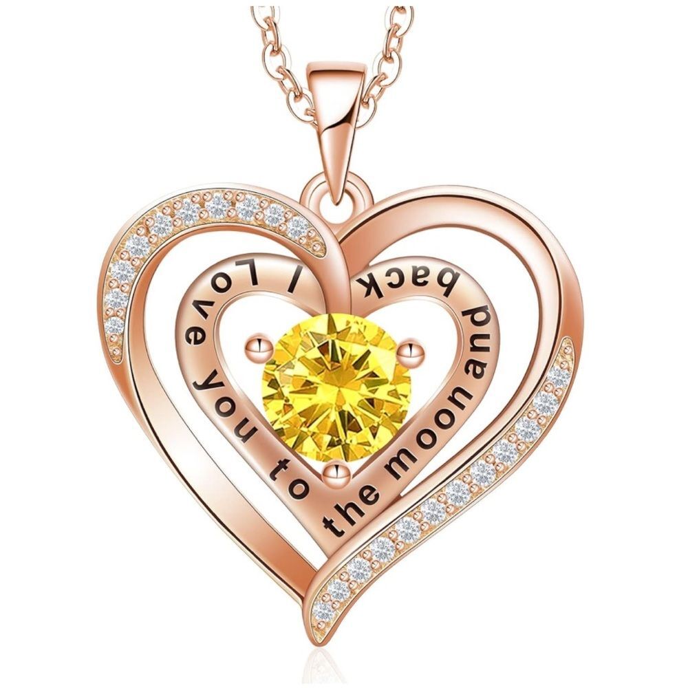 Romantic 14k Rose Gold Heart Necklace – “I Love You to the Moon and Back”